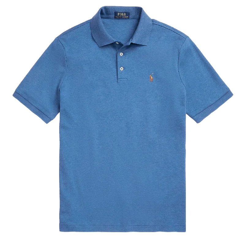 Men's polo shirts slim fit-Polo Ralph Lauren S/S Custom Slim Fit Polo Shirt Fog Blue Heather