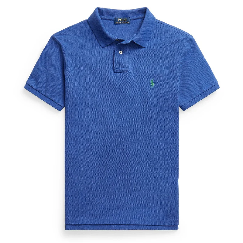 Men's polo shirts durable black-Polo Ralph Lauren Slim Fit Mesh Polo Shirt Bright Navy