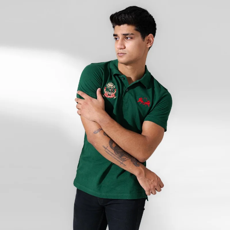 Men's polo shirts everyday white-Polo Republica Men's Double Horse & 3 Emblem Embroidered Short Sleeve Polo Shirt