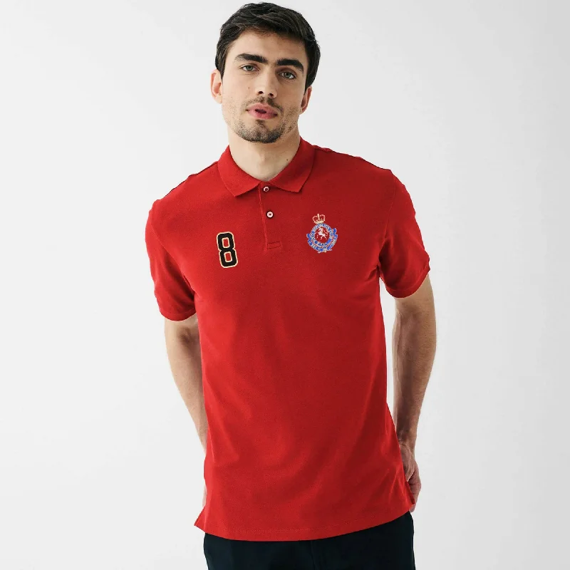 Men's polo shirts breathable black-Polo Republica Men's Horse Crest & 8 Embroidered Short Sleeve Polo Shirt