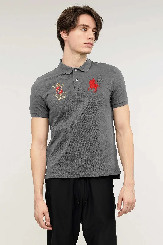 Men's polo shirts stylish white-Polo Republica Men's Horse Rider & PR Crest Embroidered Short Sleeve Polo Shirt