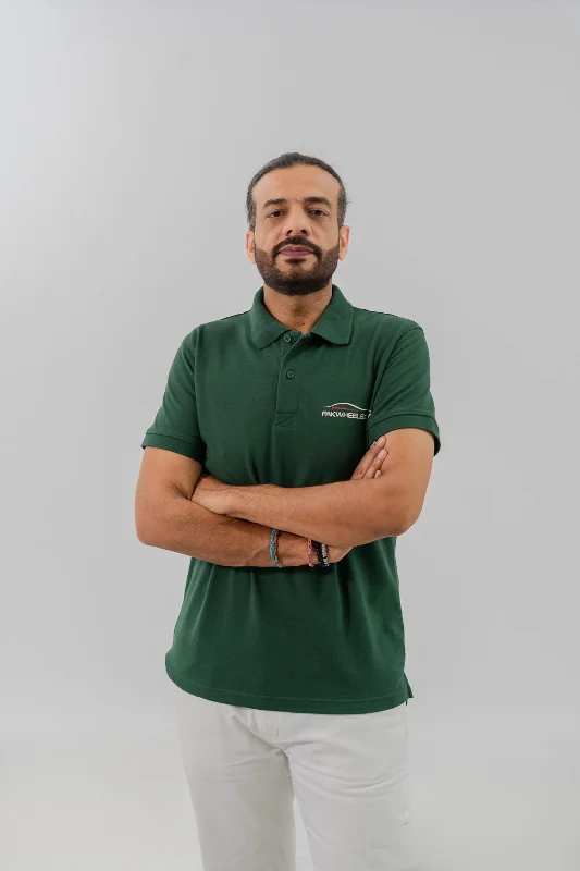 Men's polo shirts slim tan-Polo Republica Men's PakWheels YZF Printed Short Sleeve Polo Shirt