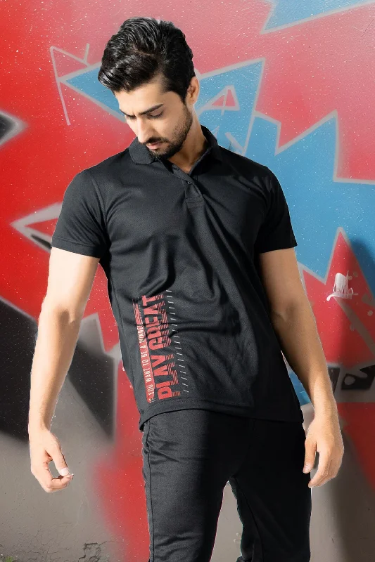 Men's polo shirts slim black-Polo Republica Men's Play Great Printed Activewear Polo Shirt