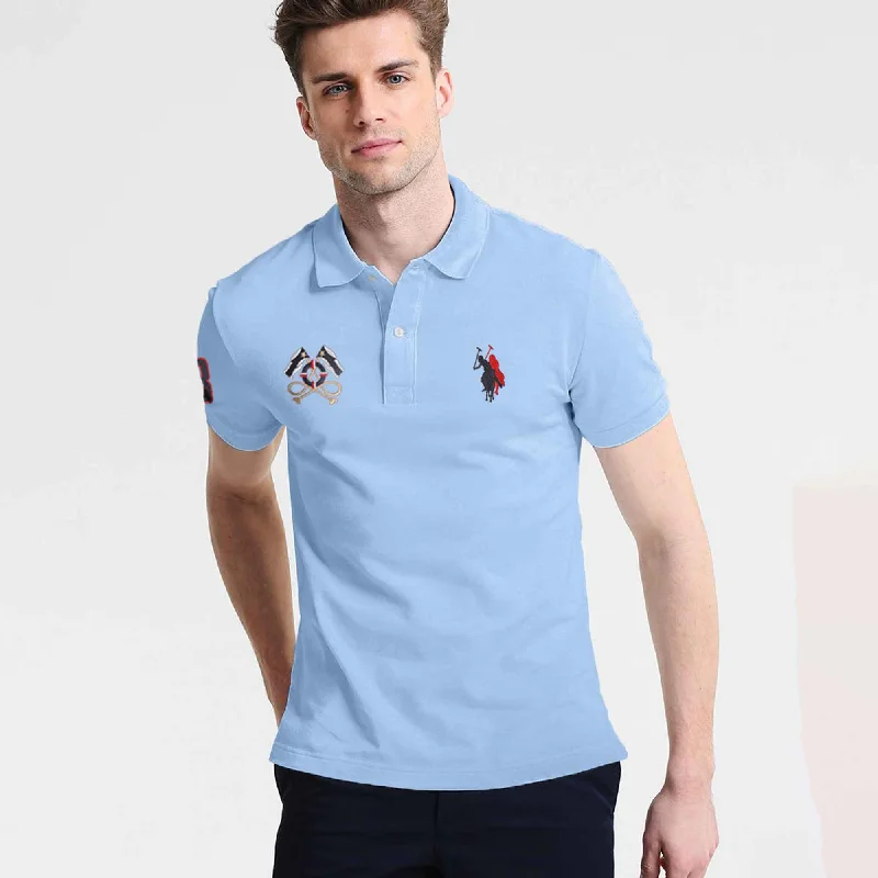 Men's polo shirts casual green-Polo Republica Men's Two Polo Horse Rider & Flag Crest Embroidered Polo Shirt