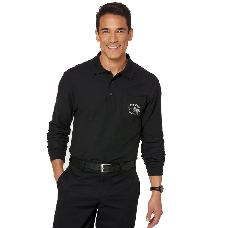 Men's polo shirts slim fit-Port Authority Silk Touch Long-Sleeve Polo with Pocket