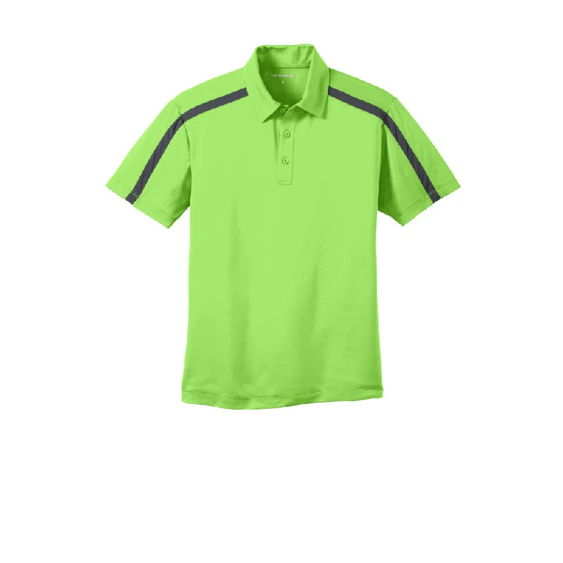 Men's polo shirts soft green-Port Authority Silk Touch Performance Colorblock Stripe Polo