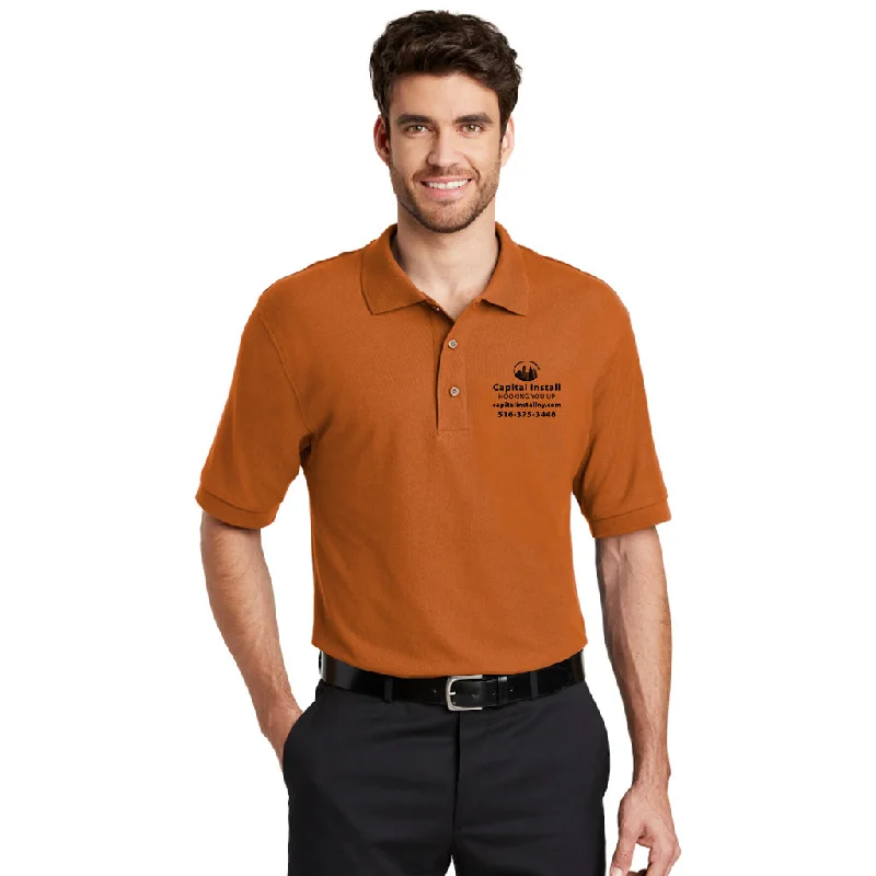 Men's polo shirts durable brown-Port Authority Silk Touch Sport Shirt, Printed