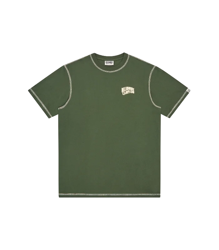 Men's T-shirts casual green-SMALL ARCH LOGO CONTRAST STITCH T-SHIRT - GREEN