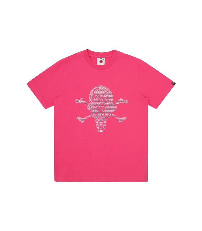 Men's T-shirts graphic gray-RHINESTONE CONES & BONES T-SHIRT - PINK