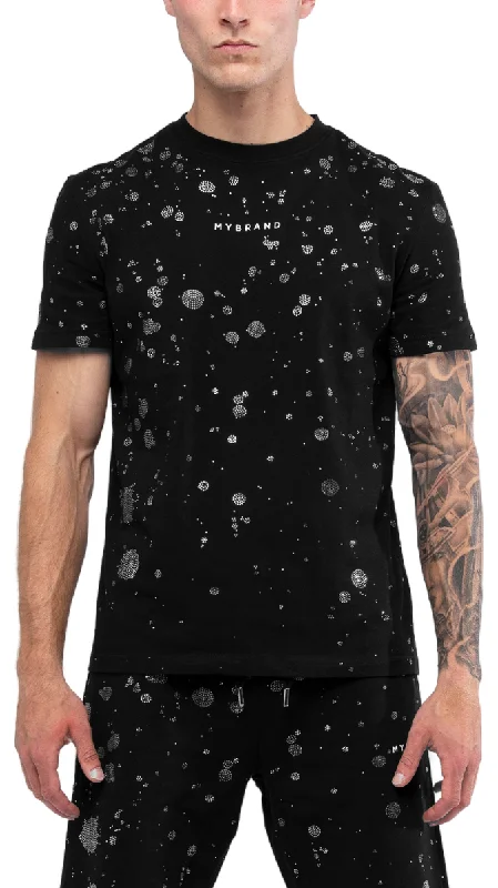 Men's T-shirts durable brown-RHINESTONE SPLASH MB | BLACK