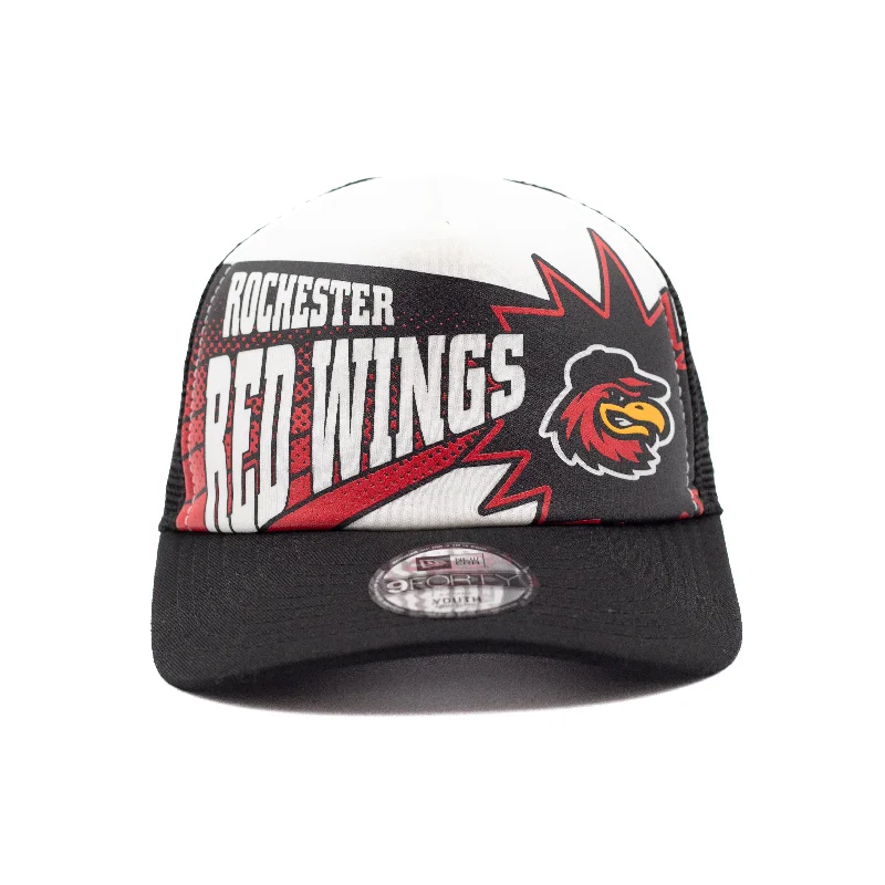 Men's hats stylish gray-Rochester Red Wings New Era Youth Comic Trucker Cap