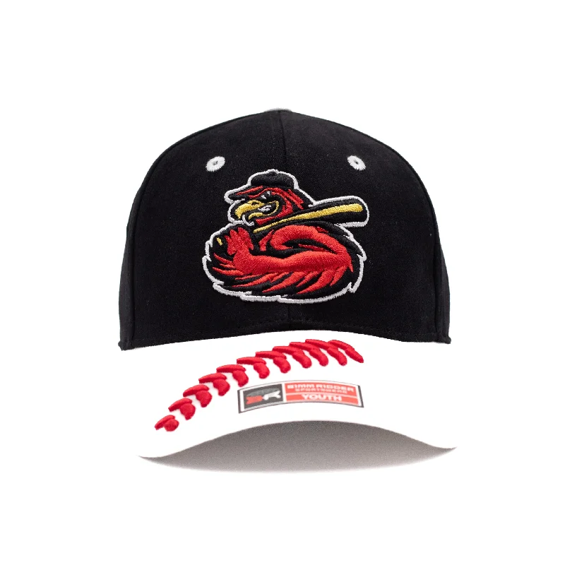 Men's hats breathable white-Rochester Red Wings Youth Black Stitches Cap