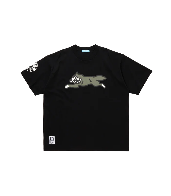 Men's T-shirts graphic gray-RUNNING DOG T-SHIRT - BLACK