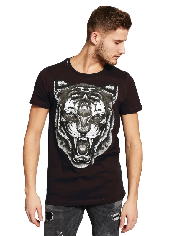 Men's T-shirts soft black-Scream Tiger T-Shirt | BLACK