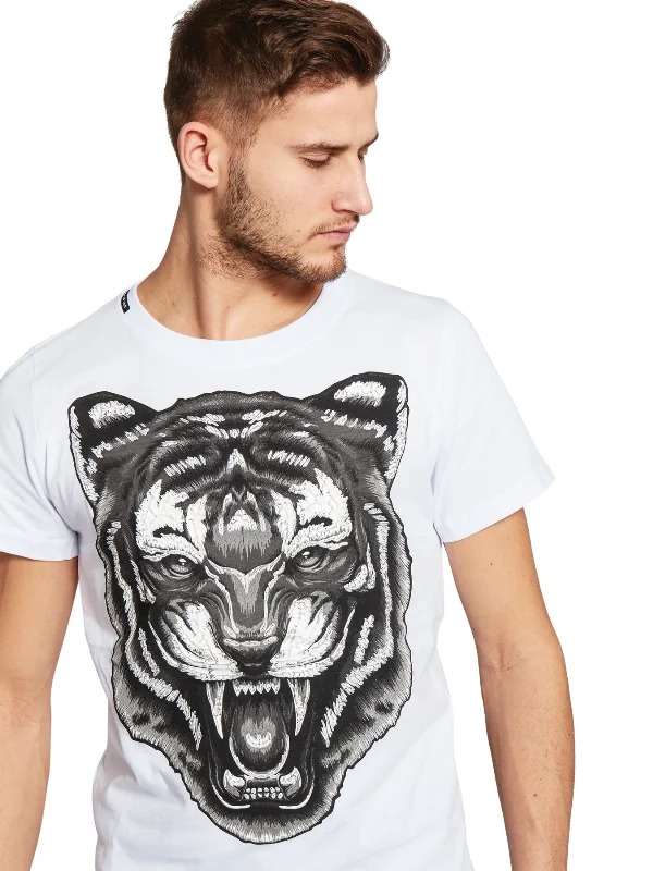 Men's T-shirts slim tan-Scream Tiger T-Shirt | WHITE