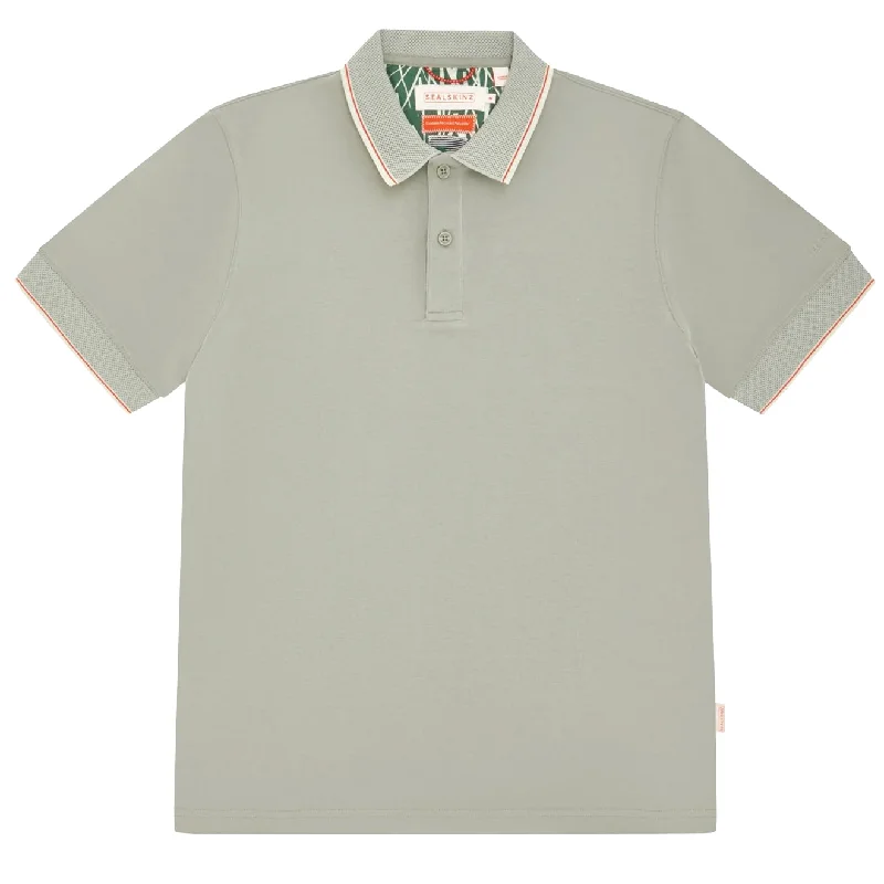 Men's polo shirts classic gray-Sealskinz Stalham Polynosic Tipped Collar Polo Shirt Green