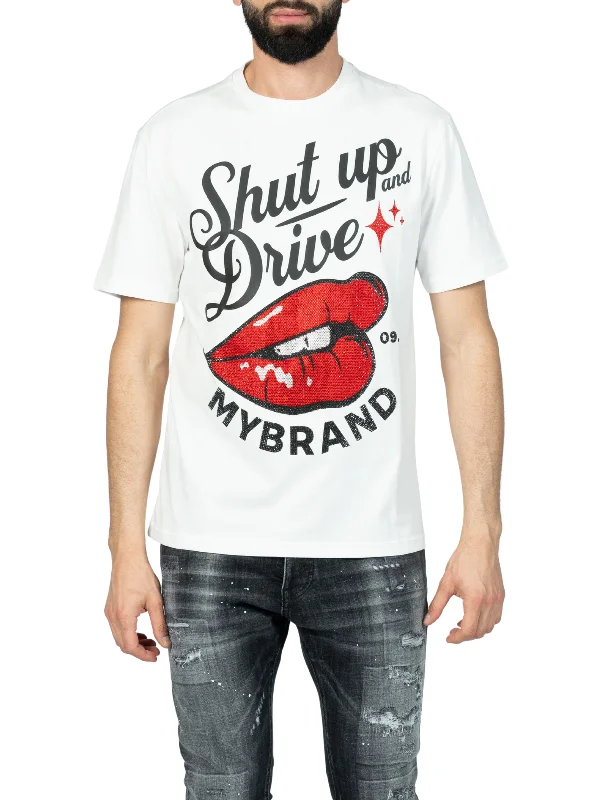 Men's T-shirts comfy navy-Shut up and drive | WHITE