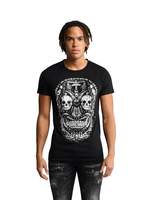 Men's T-shirts durable black-Skull Details T-Shirt | BLACK