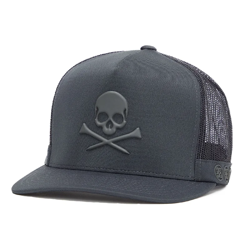 Men's hats lightweight navy-Skull & Tees Interlock Knit Tall Trucker Cap Charcoal - AW24