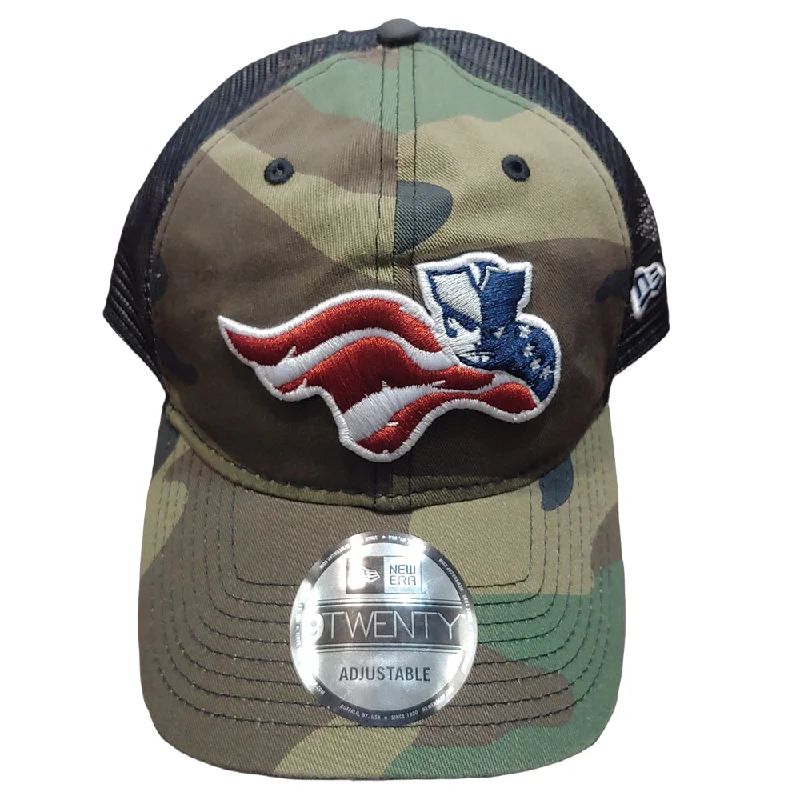 Men's hats everyday black-Somerset Patriots New Era 9Twenty Camo Black Mesh Snap Back Adjustable Cap