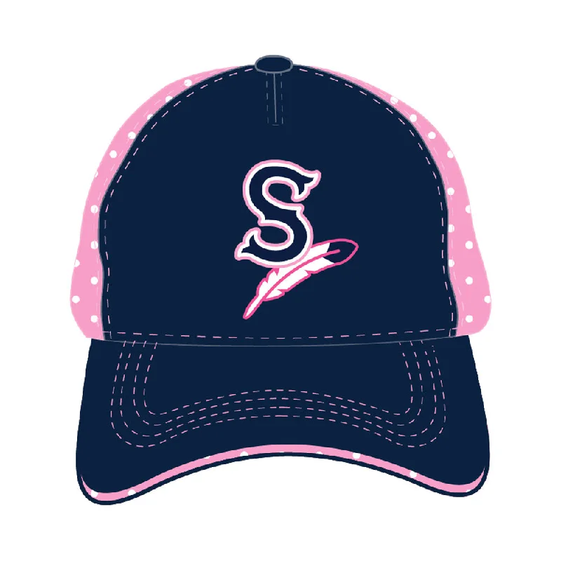 Men's hats classic black-Spokane Indians Youth Dots Navy/Pink Snapback Cap