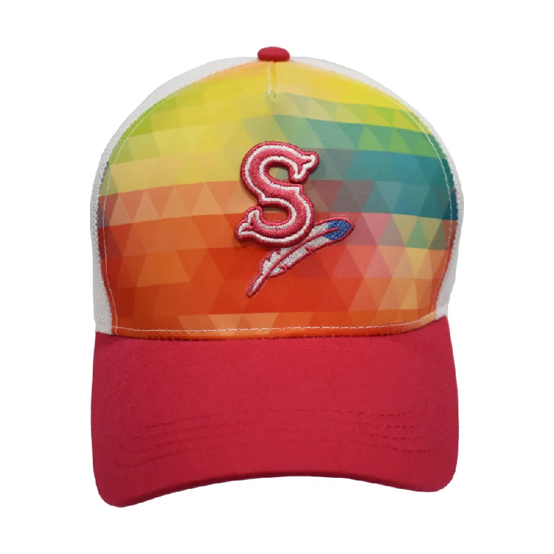 Men's hats trendy brown-Spokane Indians Youth Segmented Rainbow Adj Cap