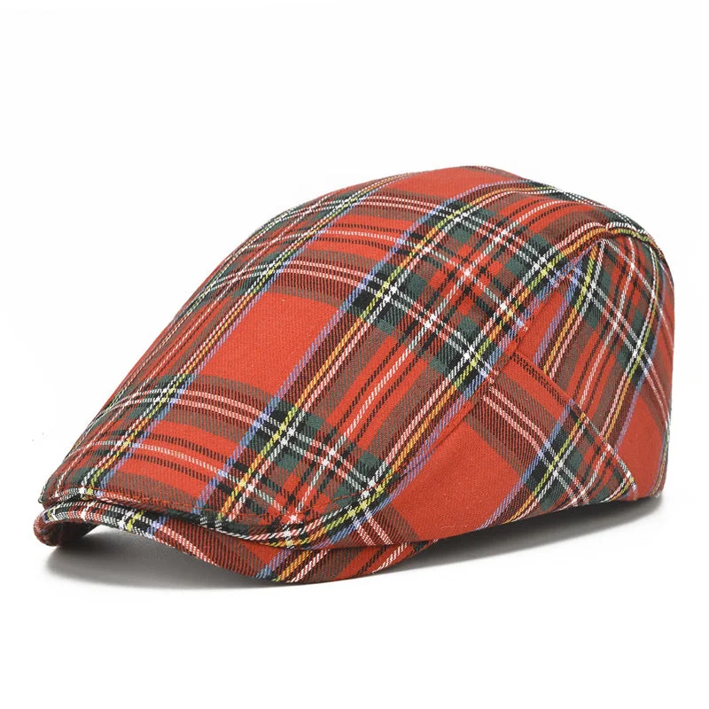 Men's hats stylish black-Autumn plaid beret men