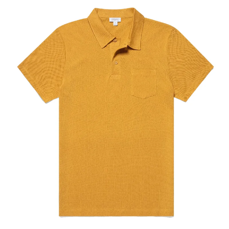 Men's polo shirts slim tan-Sunspel Riviera Polo Shirt Cider