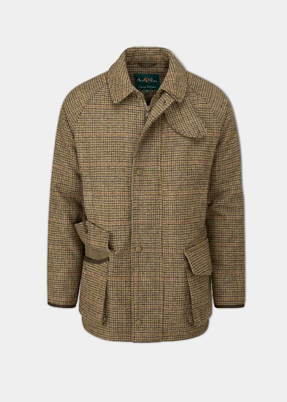 Men's polo shirts durable tan-Surrey Waterproof Tweed Coat In Sycamore - Shooting Fit