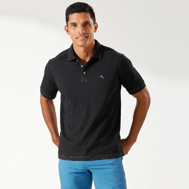 Men's polo shirts trendy black-Tommy Bahama IslandZone Emfielder 2.0 Polo Shirt - Black*