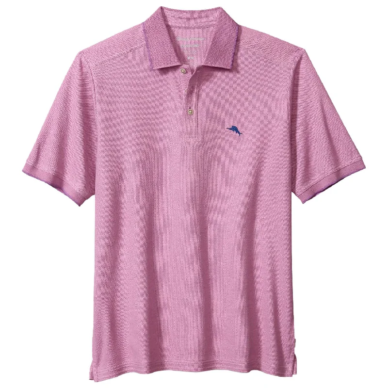 Men's polo shirts durable tan-Tommy Bahama IslandZone Emfielder 2.0 Polo Shirt - Wi-Fi Berry Heather