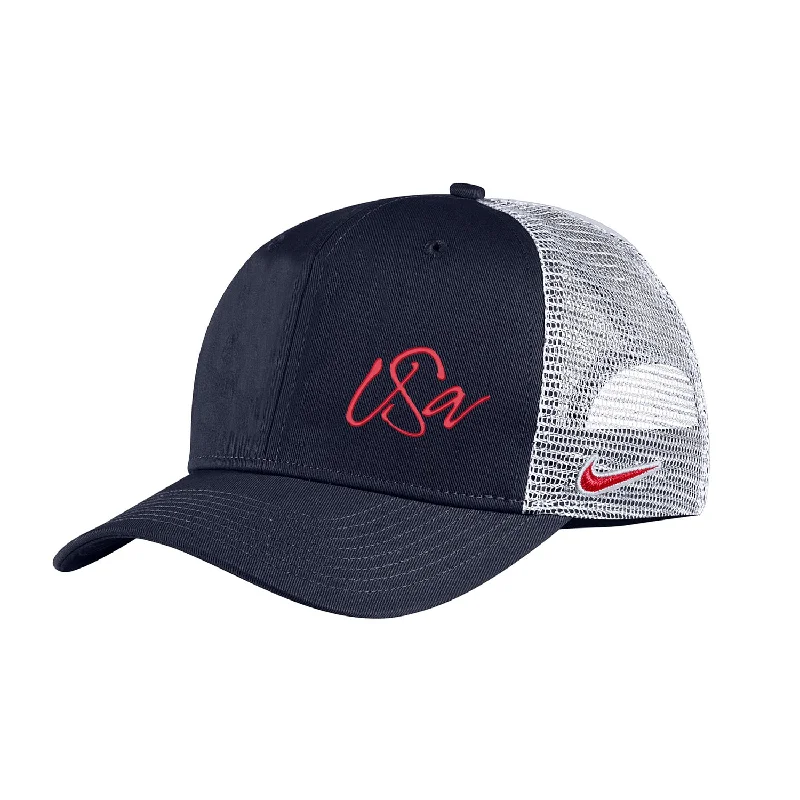 Men's hats trendy navy-Men's Nike USWNT Script Trucker Navy Hat