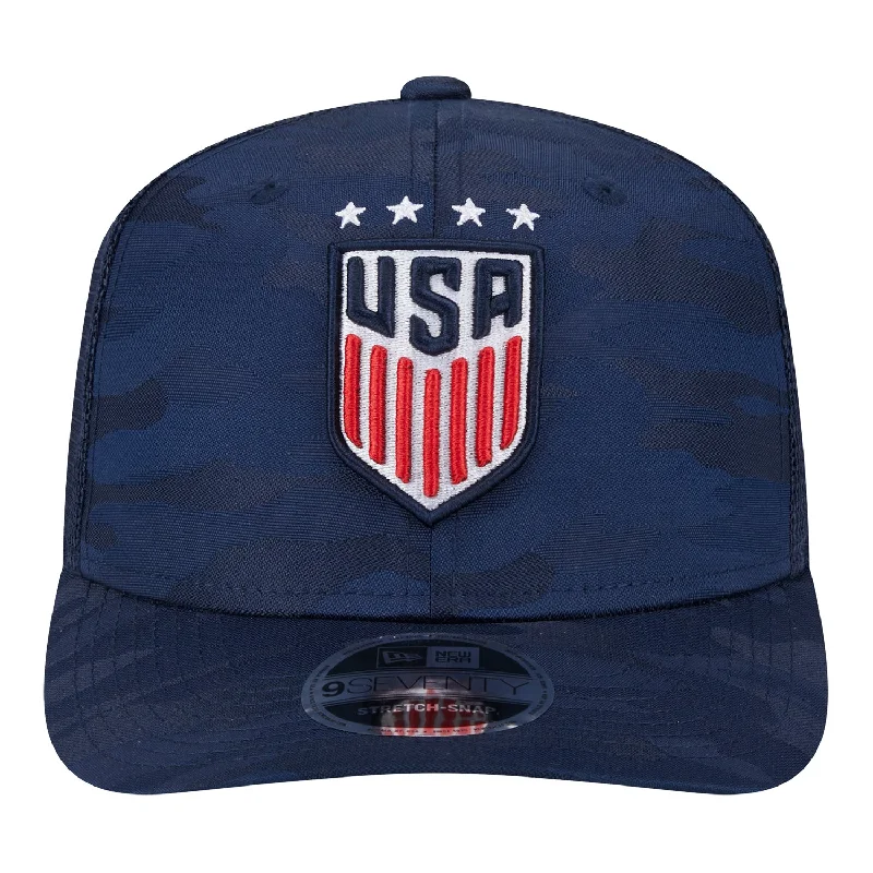 Men's hats casual navy-Adult New Era USWNT 9Seventy Camo Navy Trucker Hat