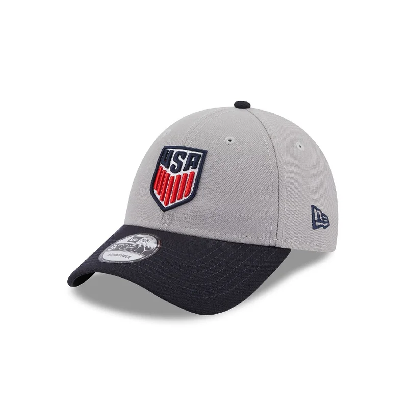 Men's hats trendy navy-Men's New Era USMNT 9Forty League Grey/Navy Hat