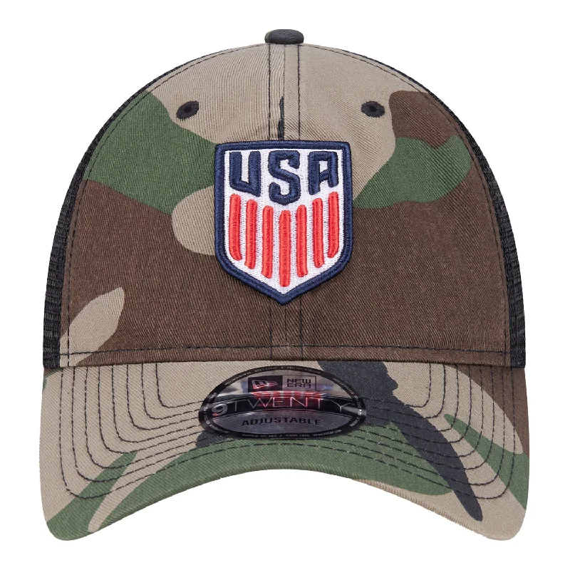 Men's hats classic navy-Men's New Era USMNT 9Twenty Woodland Camo Hat