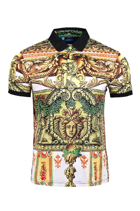 Men's polo shirts everyday green-VERSAILLES Rhinestone Polo Shirt