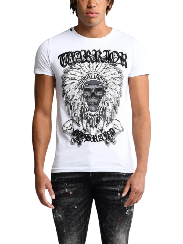 Men's T-shirts casual white-Warrior Indian Skull T-Shirt | WHITE