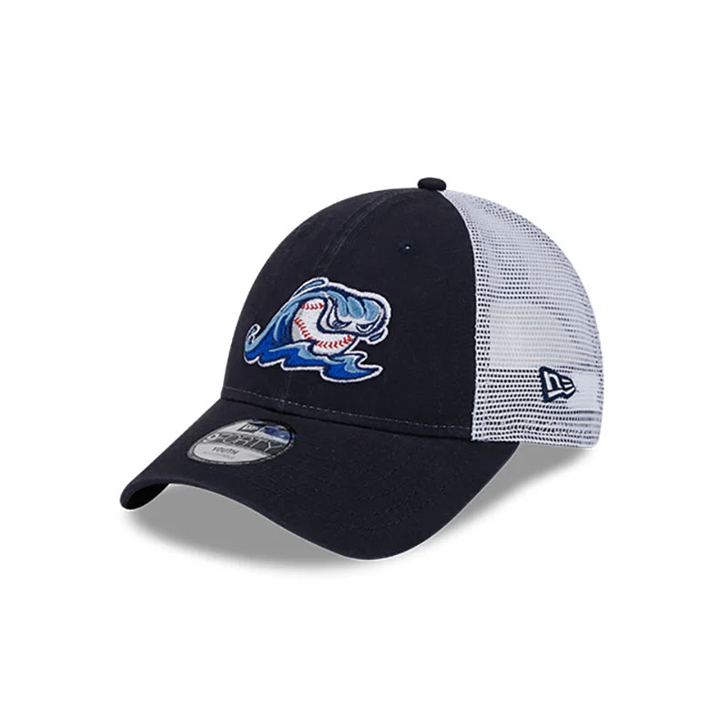 Men's hats breathable gray-West Michigan Whitecaps New Era Youth 9Forty Evergreen Trucker Cap