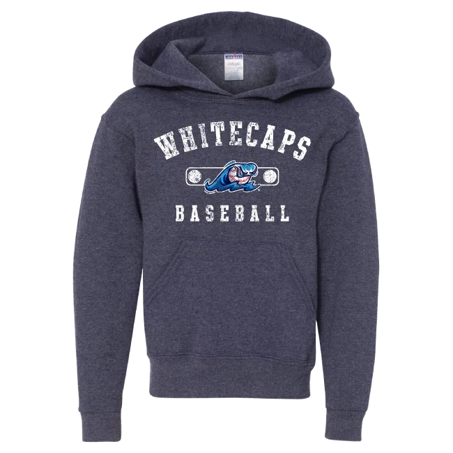 Men's hats cozy black-West Michigan Whitecaps Youth Arched Vintage Heather Navy Hoodie