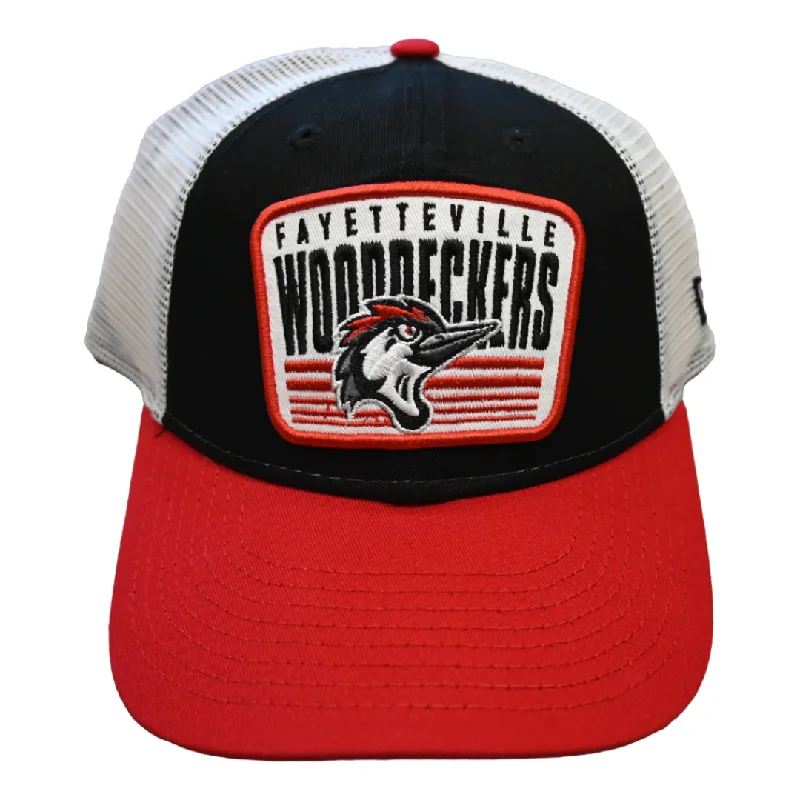 Men's hats durable tan-Fayetteville Woodpeckers New Era Youth Patch Trucker Cap