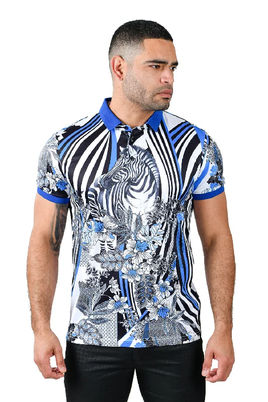 Men's polo shirts everyday green-ZEBRA ABSTRACT Polo Shirt