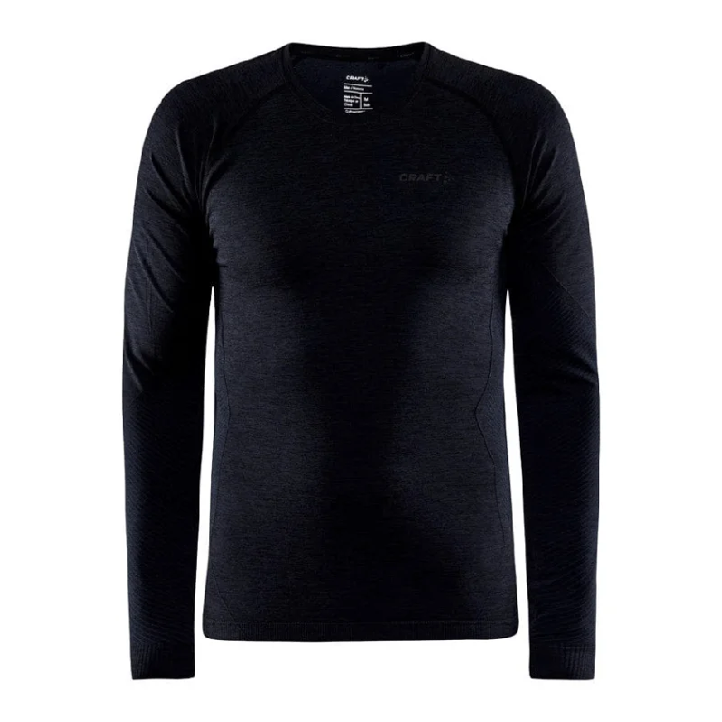 Ladies long-sleeve tops cozy brown-Craft Men's Core Dry Active Comfort LS Tee Black SS24