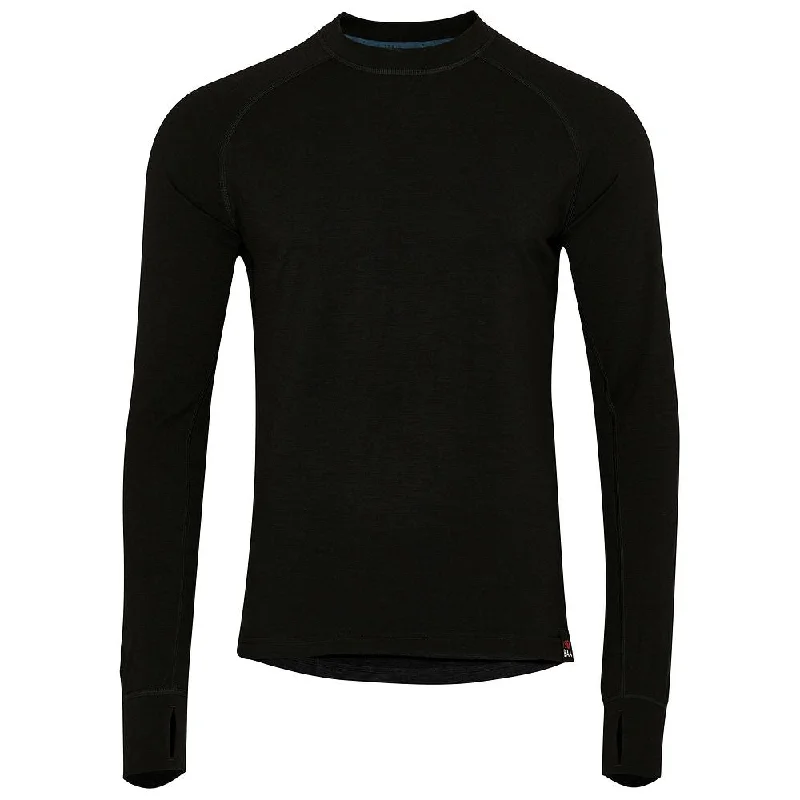 Ladies long-sleeve tops elegant tan-Mens 160 Merino Active Long Sleeve Crew (Black)