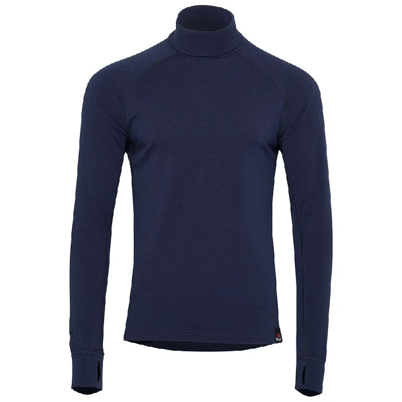 Ladies long-sleeve tops cozy black-Mens 160 Merino Active Roll Neck (Navy)