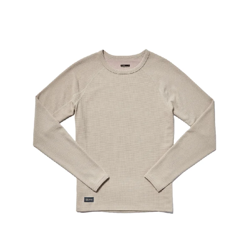 Ladies long-sleeve tops elegant tan-Janji Men's Waffleloft Long Sleeve in Dune AW24