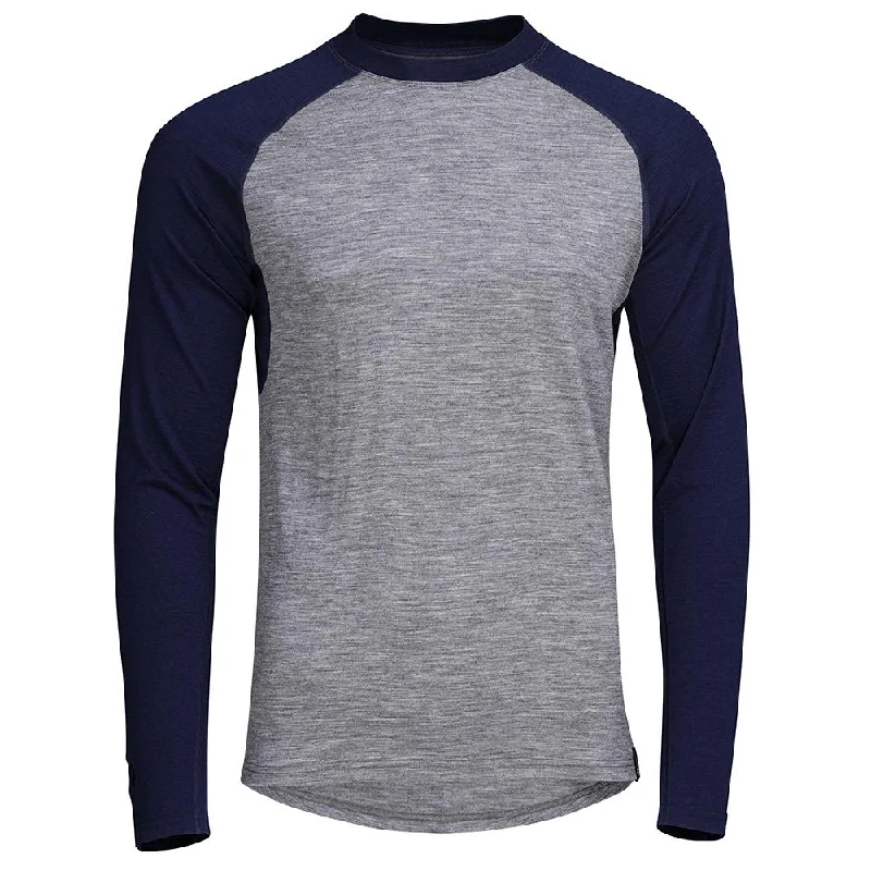 Ladies long-sleeve tops breathable white-Mens Merino 180 Baseball Crew (Charcoal/Navy)