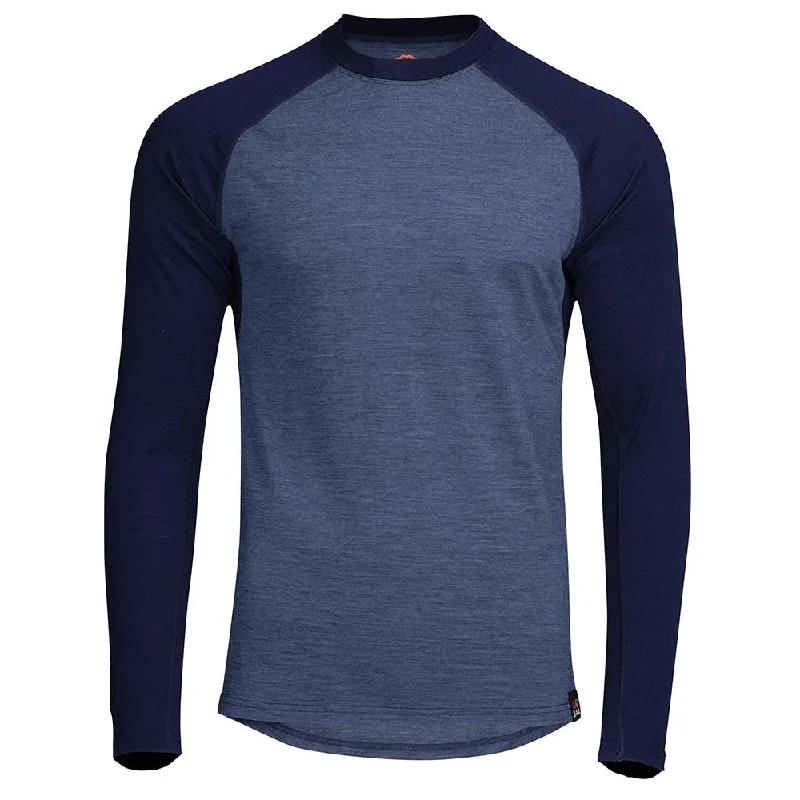 Ladies long-sleeve tops slim brown-Mens Merino 180 Baseball Crew (Denim/Navy)