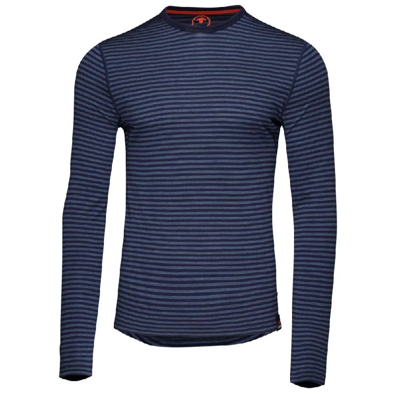 Ladies long-sleeve tops cozy tan-Mens Merino 180 Long Sleeve Crew (Mini Stripe Navy/Denim)