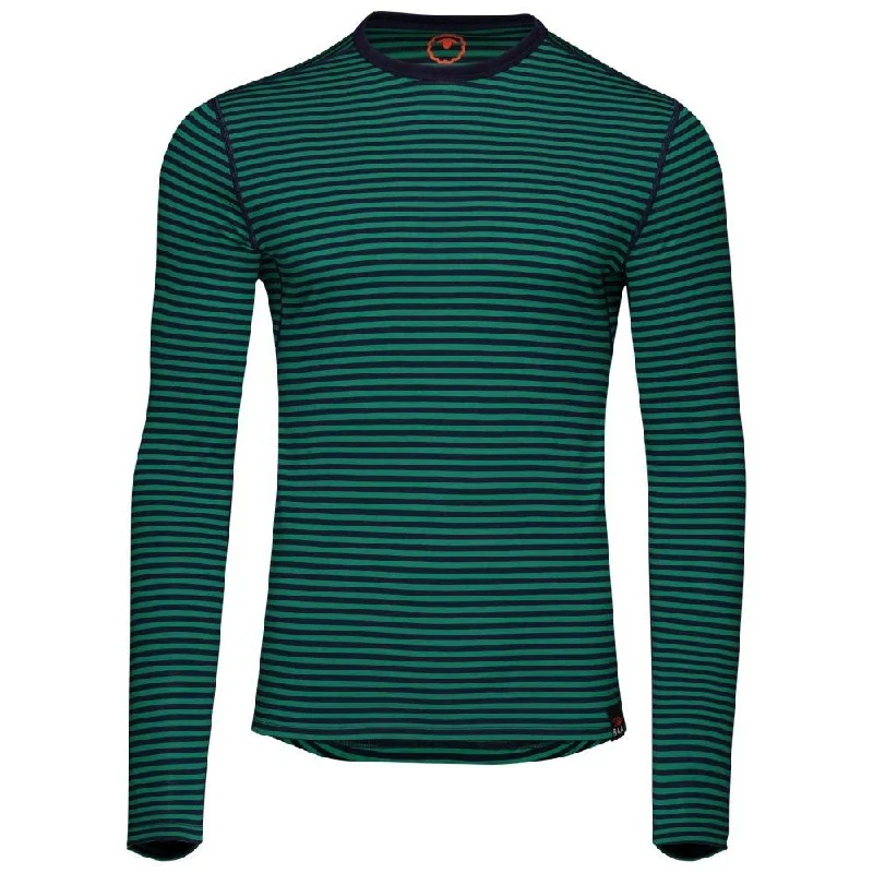 Ladies long-sleeve tops soft white-Mens Merino 180 Long Sleeve Crew (Mini Stripe Navy/Green)