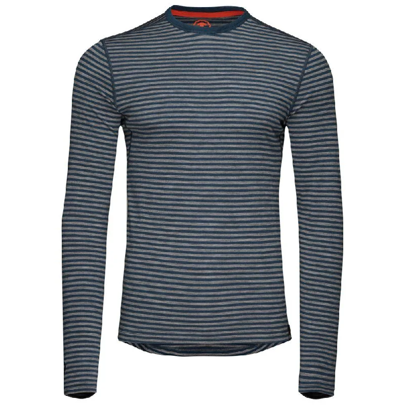 Ladies long-sleeve tops trendy black-Mens Merino 180 Long Sleeve Crew (Mini Stripe Petrol/Charcoal)